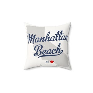 Mapa de Manhattan Beach, California - Cojín cuadrado de gamuza sintética