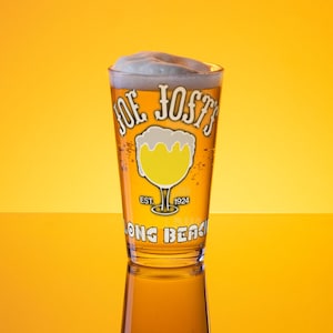 Joe Jost Long Beach California Shaker pint glass