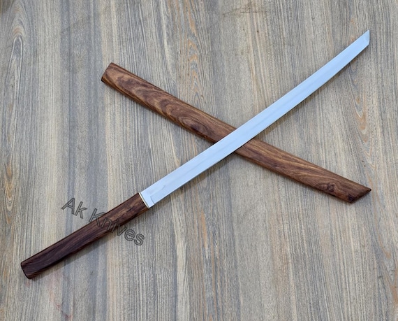 Custom Handmade 1095 Full Tang Carbon Steel Katana Japanese Samurai Sword With Wood Scabbard