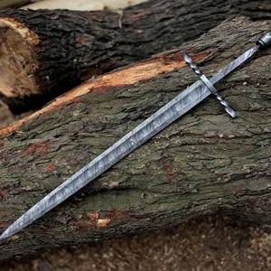 Handmade Damascus Viking Sword Full Tang Blade Blank 35.00 Inches , For Sword Making