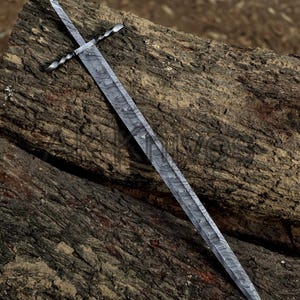 Handgjort Damaskus Vikingsvärd Full Tang Blad Blank 35,00 Inches, För Svärdtillverkning