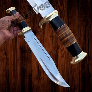 HANDMADE 18'' BIG CROCODILE DUNDEE BOWIE KNIFE D2 CARBON STEEL HUNTING OUTDOOR