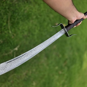 Hand forged Damascus steel Full Tang 36&quot; Chinese Sword With Leather Sheath, Tactical Sword, Gift For Her, Gift For Men, Groomsmen Gifts