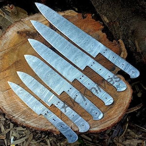 Custom Handmade Damascus steel Kitchen Knife Full Tang Blank Blades 6 Pieces Knife Blades For Knife Making