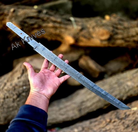 Handmade Damascus Steel Full Tang Samurai Katana Sword Blank Blade 23 Inches
