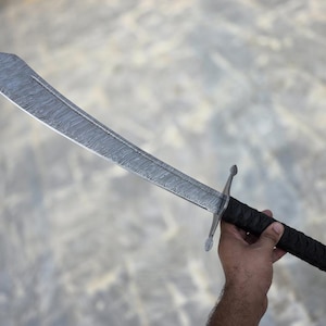 Custom Handmade Damascus Steel 31" Full Tang Chinese Tactical Sword, Hunting & Survival Sword With Leather Sheath, Gift for him
