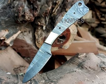 Handmade Damascus Steel Knife Blade Blank: 8" Full Tang Twist Pattern For Knife Making