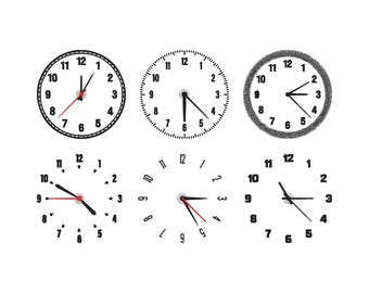 Clock Face Embroidery Design, Clock Machine Embroidery File, 6 Design, 5 Size, Instant Download