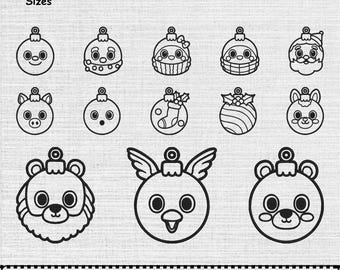 Christmas Bauble Ornament Machine Embroidery Design Set OF 13, Instant Download Digital, 9 Sizes