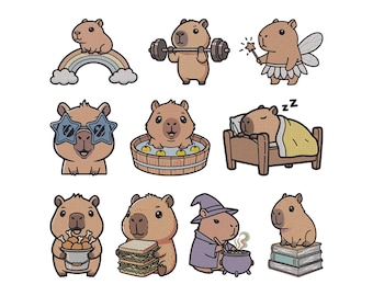 Capybara Animal Embroidery Design, Kawaii Animal Machine Embroidery File, 10 Design, 5 Size, Instant Download