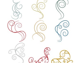 Floral Swirl Corner Embroidery Design Bundle, Leaf Flourish Elegant Border Corner Machine Embroidery File, Instant Download, 7 Size
