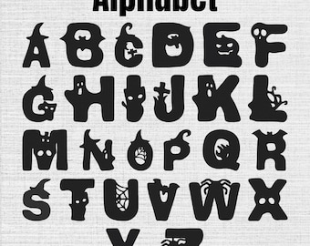 Halloween Alphabet Machine Embroidery Designs, Instant Download Digital, 7 Sizes