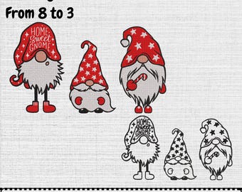 Gnome Machine Embroidery Design, Home Sweet Gnome Holiday Instant Download, (2 Designs, 7 Sizes)
