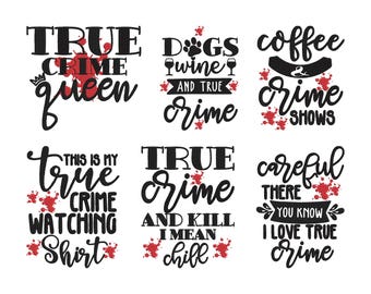 True Crime Coffee Quote Embroidery Design, Funny Quote Coffee Wine Machine Embroidery File, 6 Design, 9 Size, Instant Download