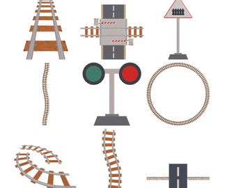 Railway Crossing Element Embroidery Design, Train Track Signal Railroad Machine Embroidery File, Instant Download