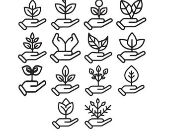 Hand Holding Plant Machine Embroidery Design Bundle, Growth Embroidery File, Nature Garden Embroidery, Plant Embroidery, Instant Download