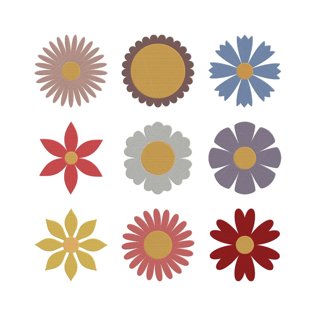 Mini Flowers Embroidery Design Bundle, Retro Floral Small Flower File ...