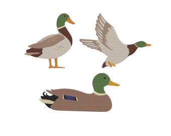 Duck Embroidery  File, Mallard Duck  Embroidery Design, Six Sizes Machine Embroidery File ,Instant Download, Bird Embroidery  File