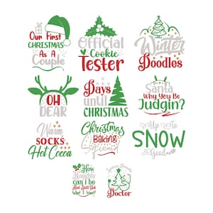 Marry Christmas Embroidery  Design, Christmas Machine Embroidery File, 11 Design, 6 Size, Instant Download