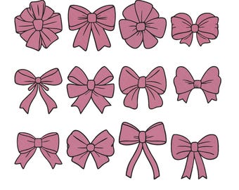 Bow Embroidery Design Bundle, Ribbon Bow Embroidery Files, Mini Bow Applique Pattern, Girly Boutique Embroidery, 9 Sizes