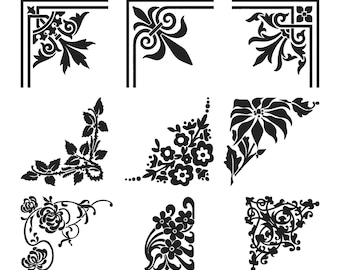 Six Sizes" Floral Border " Embroidery File, Floral Corner Embroidery Design, Six Sizes Machine Embroidery File ,Instant Download