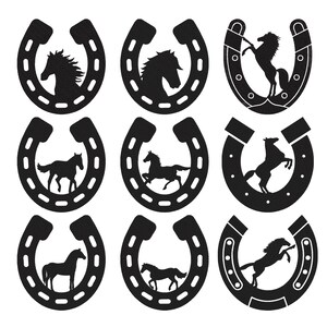 Horse Machine Embroidery Design, Horseshoe Silhouette Embroidery, Running Stallion Equestrian Animal Design, Instant Digital Download