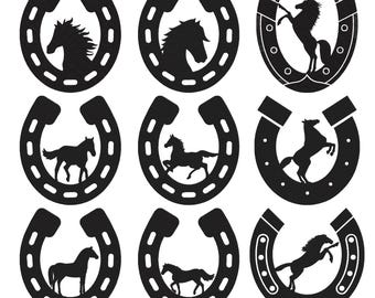 Horse Machine Embroidery Design, Horseshoe Silhouette Embroidery, Running Stallion Equestrian Animal Design, Instant Digital Download