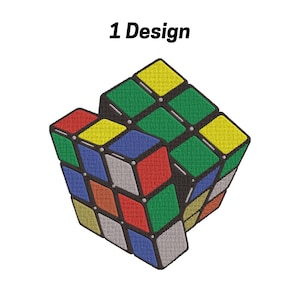 Rubik’s Cube Embroidery Design – 3D Puzzle Cube Machine Embroidery File–3 sizes  – Instant Download
