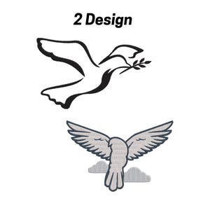 Dove Machine Embroidery Design, Peace Bird Machine Embroidery, Flying Dove with Olive Branch & Winged Bird – Instant Download