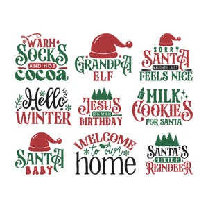 Christmas Machine Embroidery Design, Christmas Machine Embroidery File, 9 Design, 5 Size, Instant Download