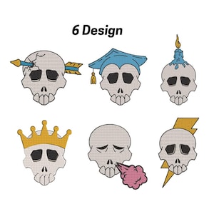 Skull Embroidery Design– Cool Skull Embroidery Design– Halloween Skull Machine Embroidery Files – Instant Download –7 Sizes