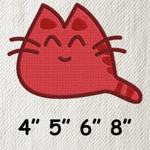 Cute Red Cat Embroidery Design – Kawaii Cartoon Kitty Machine Embroidery File – Pet Lover Patch – Baby & Kids Design – Digital Download