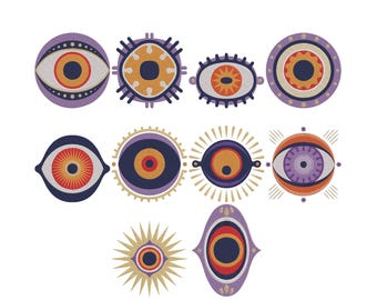 Evil Eye Clipart Embroidery Design, Spiritual Protection Machine Embroidery File, Instant Download