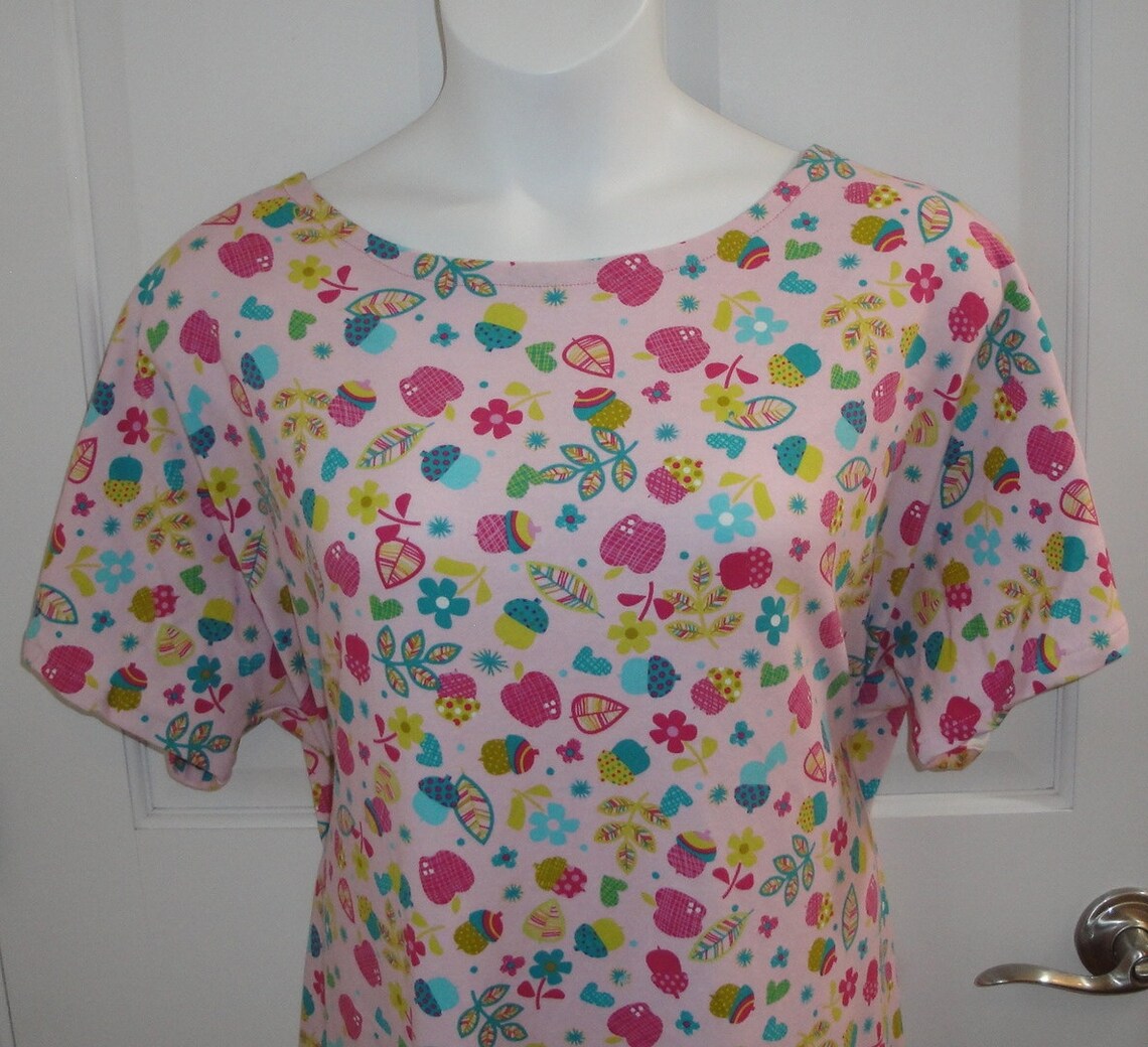 M Post Op Nightgown shoulder Breast Cancer Mastectomy Etsy