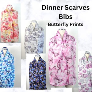 Adult Bib / Dinner Scarf / Dignity Bib Seniors, Nursing Home, Handicap Clothing Protection Butterfly Prints image 1