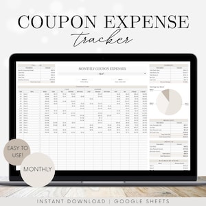 Monatlicher Coupon Expense Tracker | Couponing Vorlage für Google Sheets |  Couponzahlungen | Spesen Tabelle | Budgetieren, Geld sparen