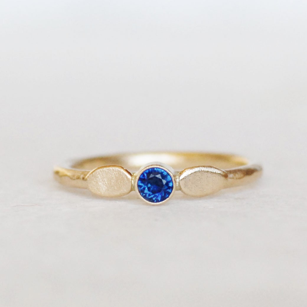 Blue Sapphire Petal Ring Gold Sapphire Ring 14k Gold Ring - Etsy