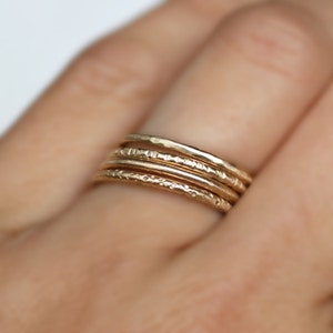 Solid 14k Gold Wedding Band, Handmade Classic Gold Band, Choose Your Texture, Recycled Gold Stacking Ring, Organic Artisan Wedding Band image 5