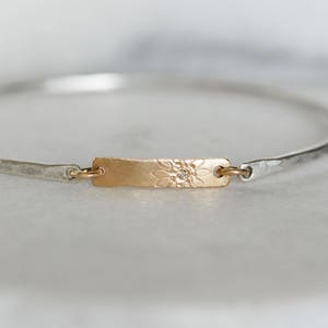 Diamond Daisy Bar Bangle - Brown Diamond Sterling Silver 14k Gold Link Bangle - Diamond Bangle