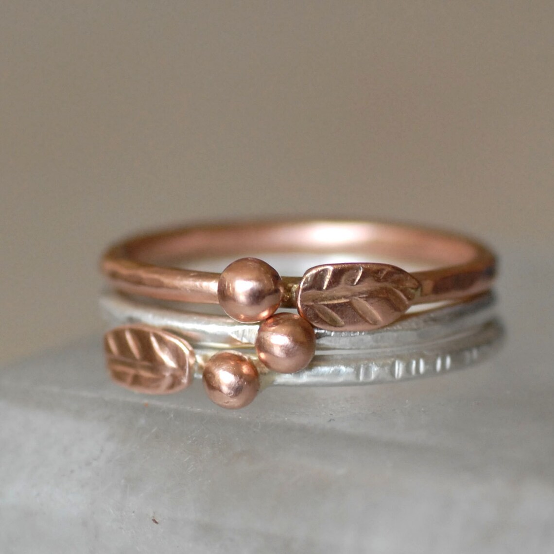 Rose Gold Leaf Ring Leaf and Bud Wedding Ring Ecofriendly Etsy