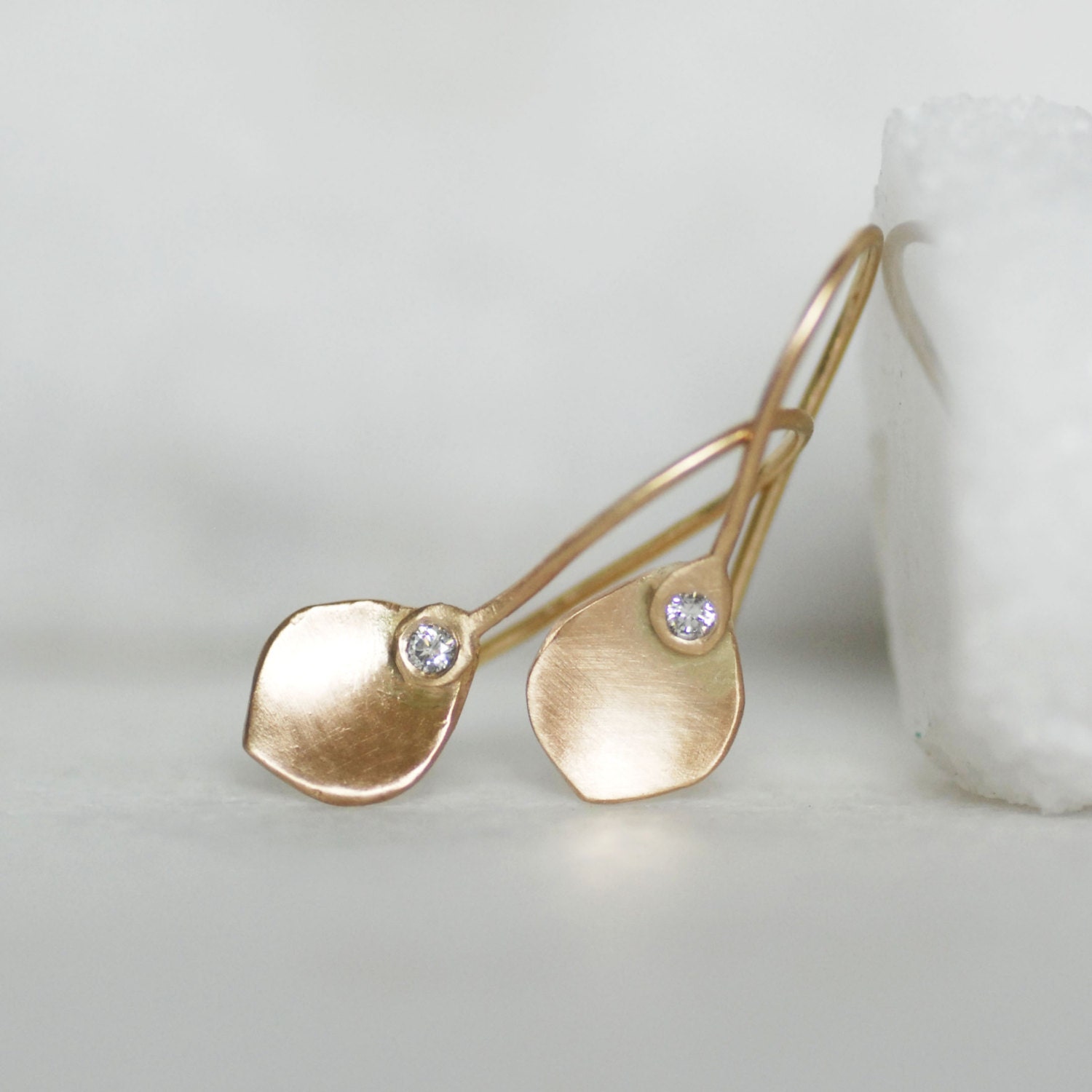 Gold petal earrings deals