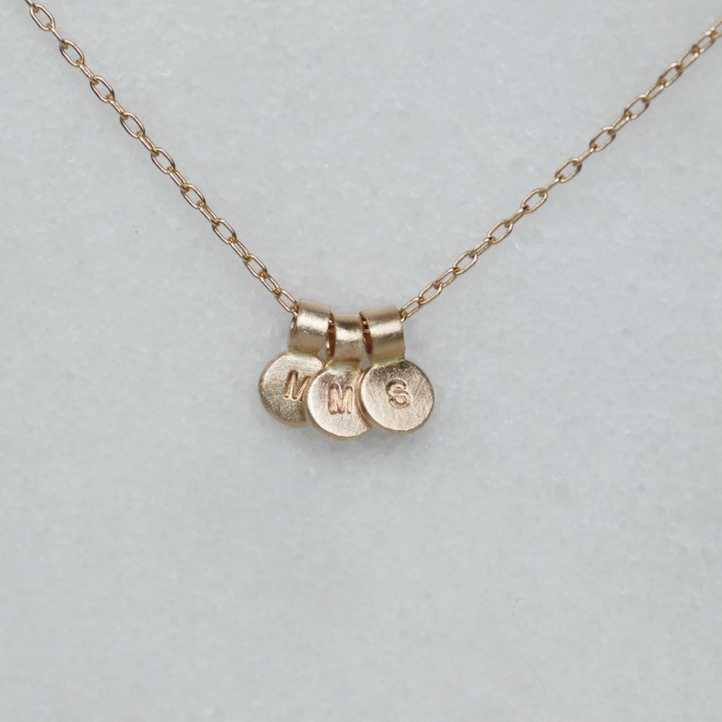 Gold Initial Necklace, Solid 14k Gold Personalized Necklace, Tiny Initial Charm, Minimalist Monogram Charm, Gifts for Mom, Layering Necklace image 2