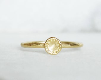 Handmade Gold Poppy Stacking Ring, Solid 14k Gold, Skinny Botanical Stacking Ring, Flower Ring, Floral Stack Ring, Gifts For Her, Wedding