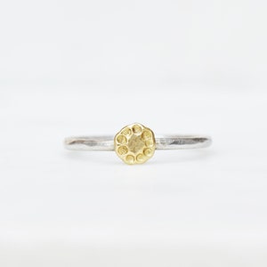 Solid 18k Gold Wildflower Ring, Skinny Floral Stacking Ring, Botanical Stacking Ring, Flower Petal Leaf Ring, Gift For Her, Recycled Gold