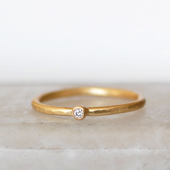 Tiny Diamond Ring 2mm Diamond Ring Small Diamond Gold | Etsy