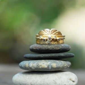 5 Diamond Wedding Ring, Dandelion Wish Engagement Ring, Choose 14k or 18k Gold, Diamond Multi Diamond Ring, April Birthstone, Wedding Band image 4