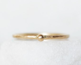 Skinny Gold Seed Ring, Solid 14k Gold Band, Thin Gold Ball Stacking Ring, Eco-Friendly Recycled Gold, Gifts for Her, Bridesmaid Gift