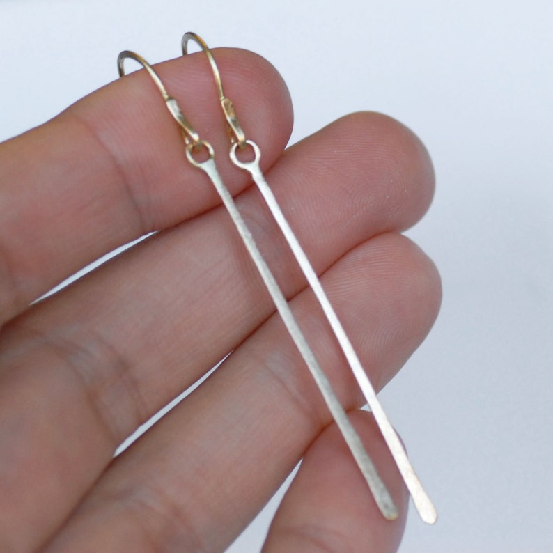 Long Skinny Gold Dangle Earrings Gold Thread Earrings Thin Etsy