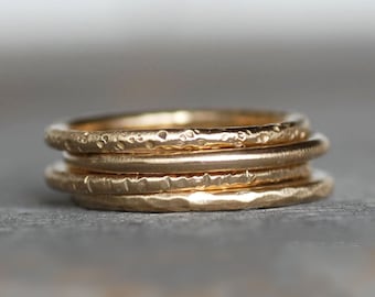 Handmade 18k Gold Wedding Ring, Solid Gold Hammered Texture Gold Stacking Ring, Choose Your Textured Gold Band, Recycled Gold, Wedding Band