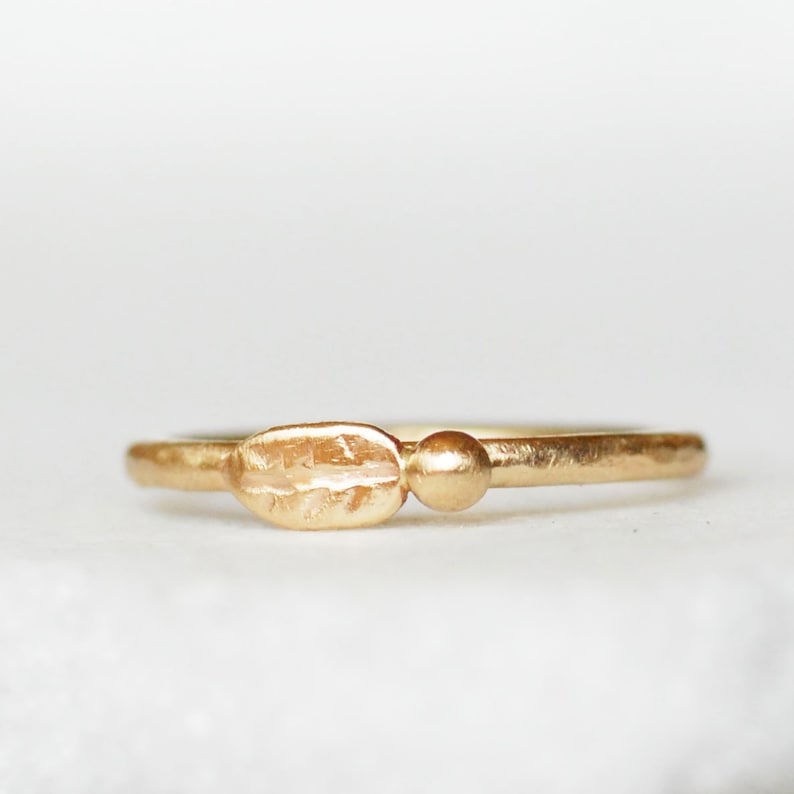Gold Leaf Wedding Band, Solid 14k Gold Ring, Leaf and Flower Bud Engagement Ring, Dainty Branch Ring, Nature Jewelry, Bridesmaid Gifts image 1